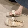 Korean Version Wave Point Gauze Breathable Hollow Out Bowknot Platform Shoes 2024 New Casual Fisherman's Shoes Female Summertime