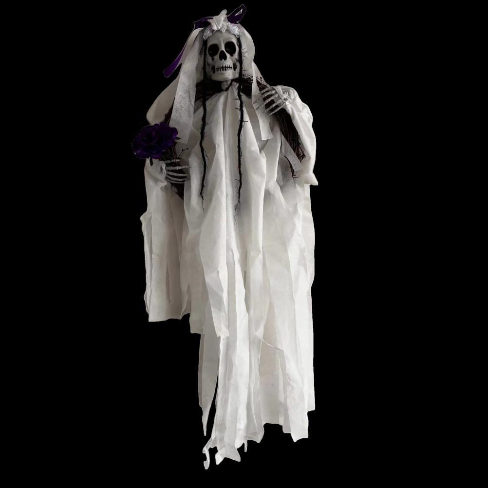 Венок на Хэллоуин Черный Жених Белый Свадебный Призрак Висит Ужасный Венок Страшный Дом с Привидениями Реквизит