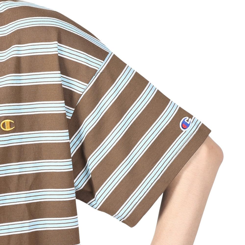 Короткая круглая одноточечная кайма с коротким рукавом коричневая [Champion] футболка, рукав, горловина, 100% хлопок, вышивка, логотип, футболка, мужская повседневная, C3-Z332