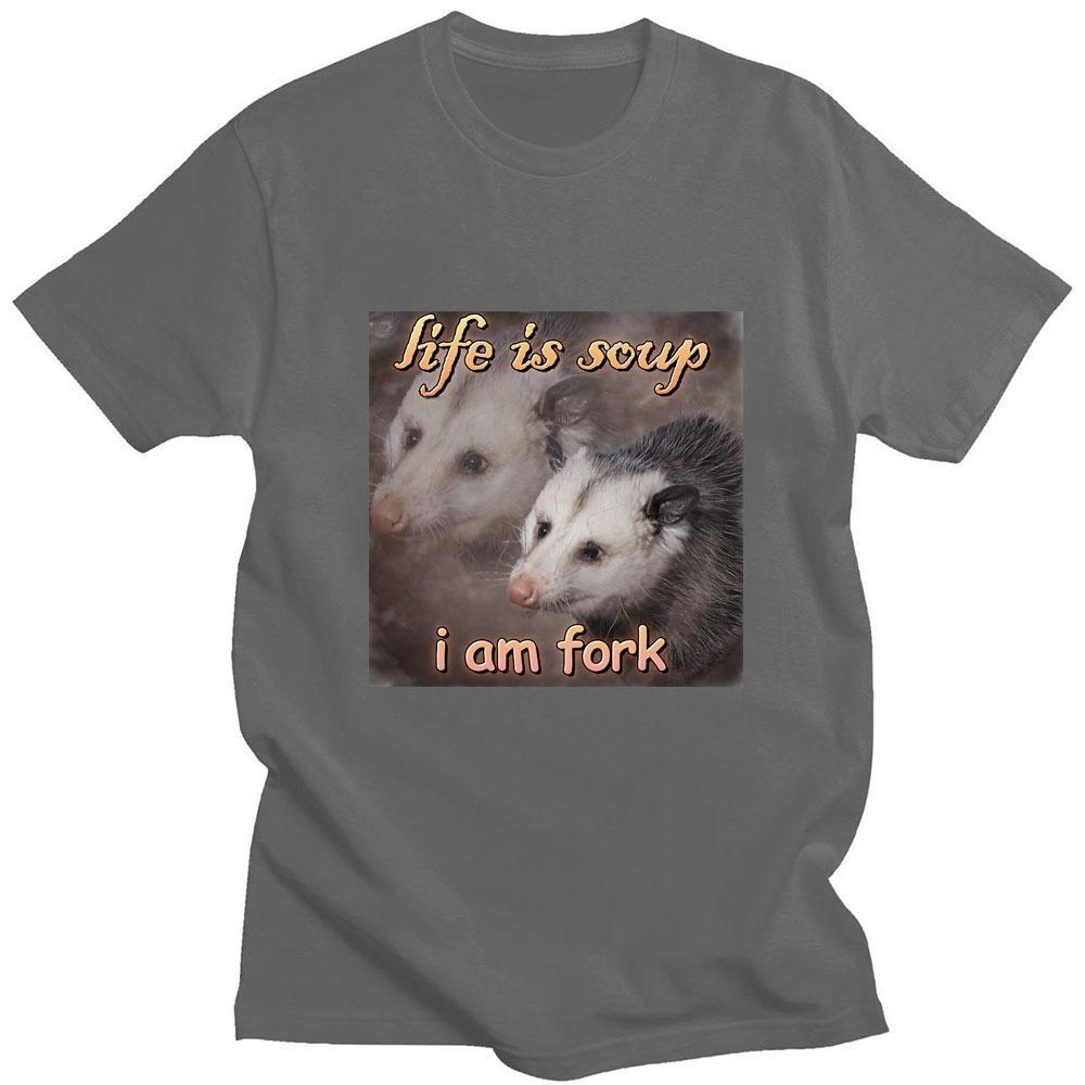 Забавная футболка с принтом Life Is Soup I Am Fork, мужская и женская хлопковая летняя футболка с короткими рукавами, уличная футболка высокого качества