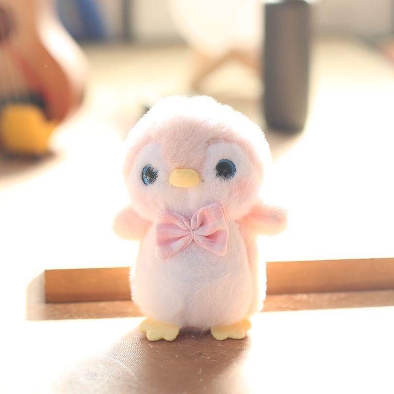 Пингвин Плюшевая Игрушка Брелок Шарм для Рюкзака Мягкий Кроличий Мех Чучело Животное 14см Подарок для Детей