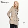Cinemore 2022 Новый женский плащ, классический двубортный средней длины, британский деловой пояс, верхняя одежда, женские пальто, топы 82012