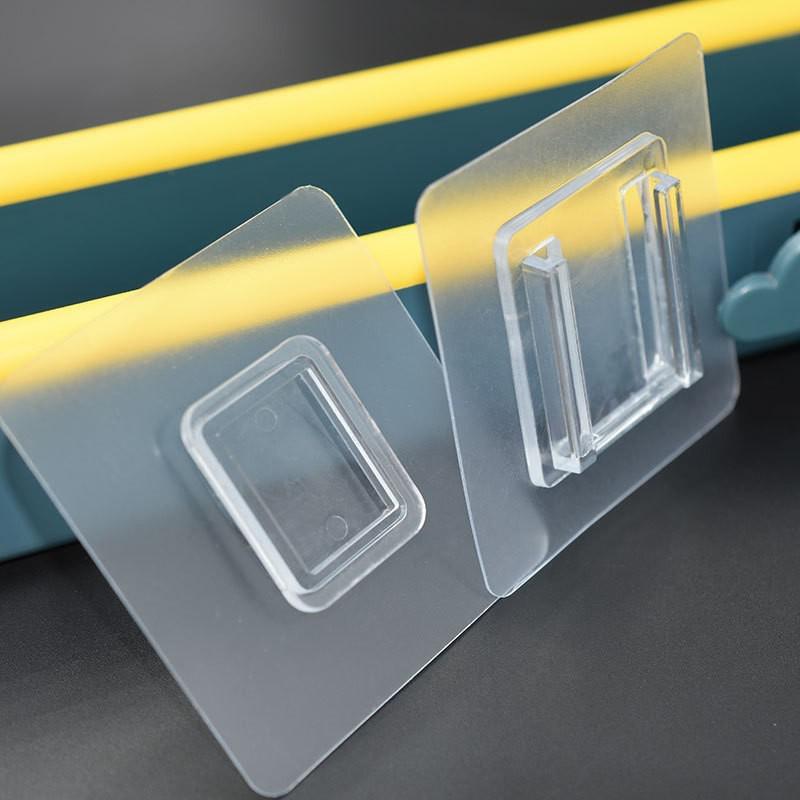 Многослойная клейкая настенная полка для хранения с прозрачными крючками для ванной комнаты