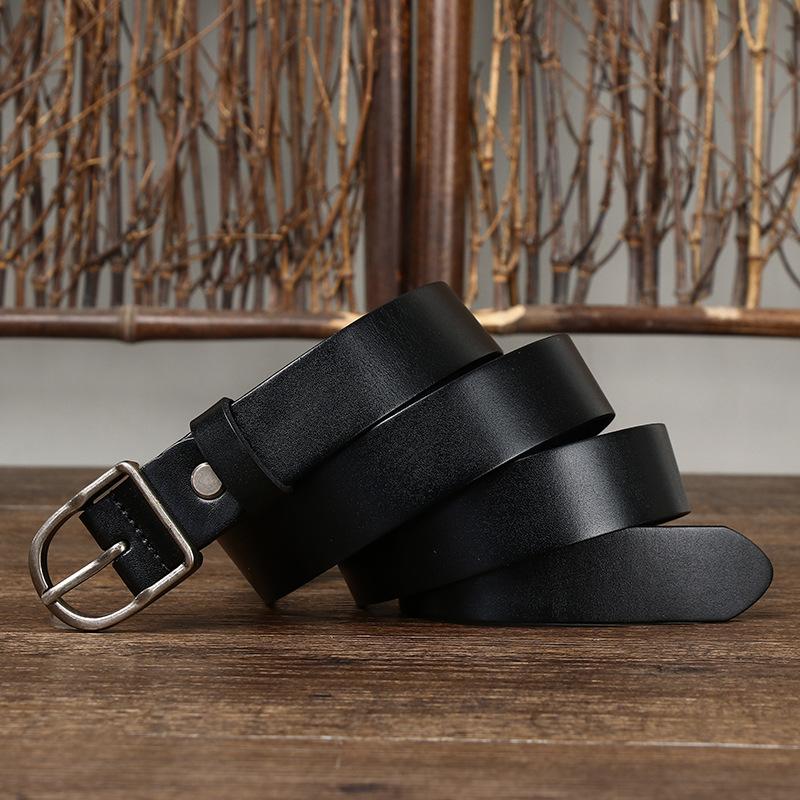 Belt Women's Genuine Cattlehide Leather Surface Simple Fashion Retro All-Match Trendy Pin Buckle Belt Women's