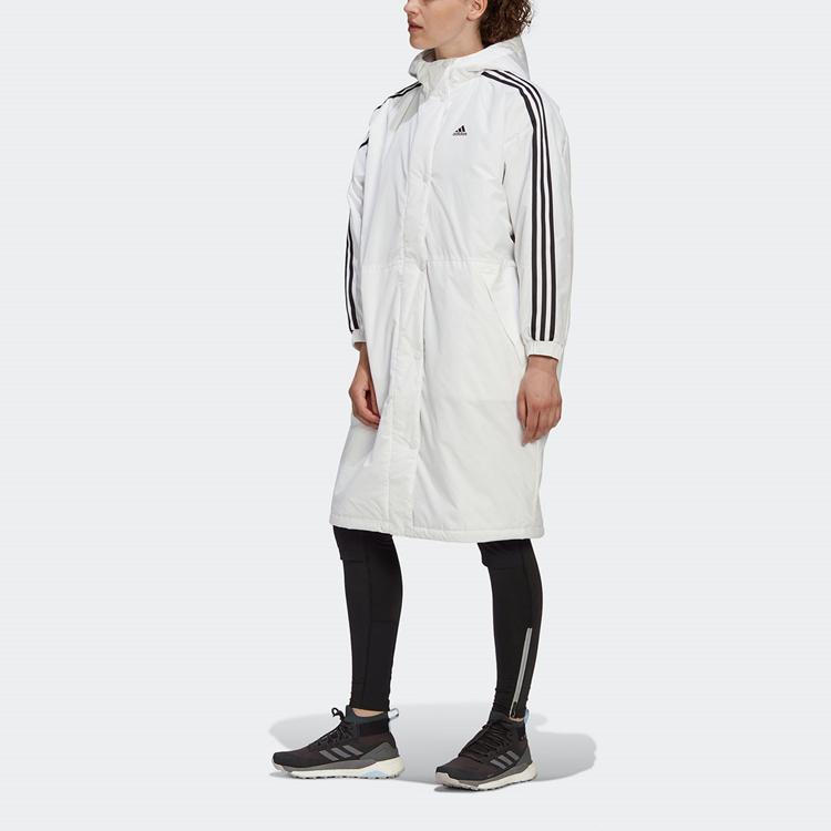 adidas Утепленное пальто для активного отдыха с длинным рукавом из хлопка, женская куртка белого цвета GF0026