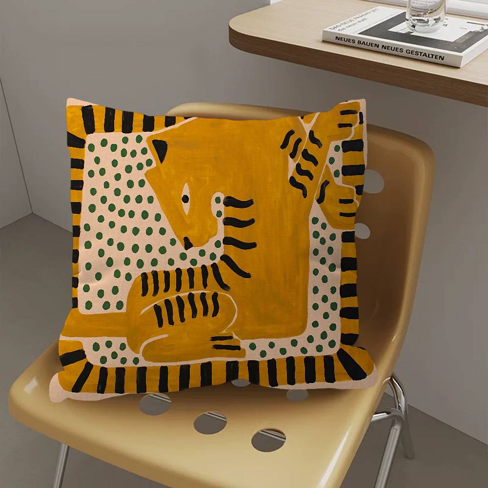 Ancient Egypt Tiger Leopard Cushion Cover Car Throw Pillow Case For Sofa Car Christmas Gift 40X40Cm 45X45Cm