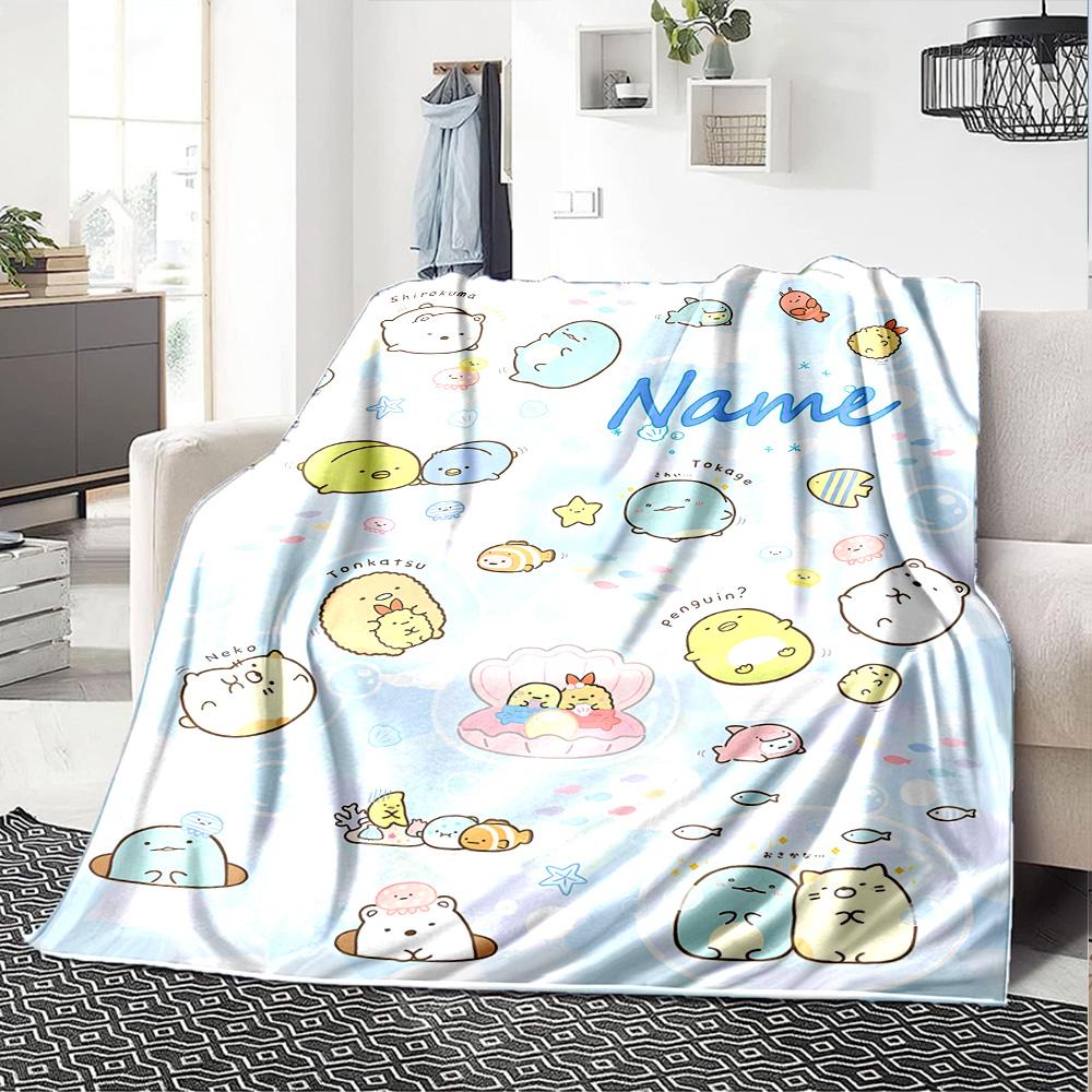 Customiz Name Personality Sumikko Gurashi Blanket Soft &Warm Sofa Office Bed Travel Lunch Break Blanket, Gift Suitable All Seasons