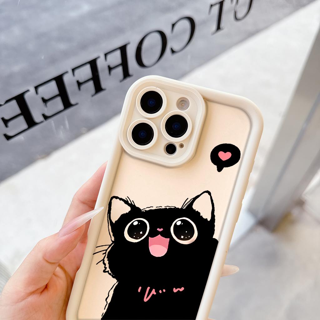 Мягкий ТПУ чехол для телефона с рисунком черной кошки для iPhone 17 Air 16 15 14 Pro Max Plus 13 12 Mini 8 7 X Xs Задняя крышка