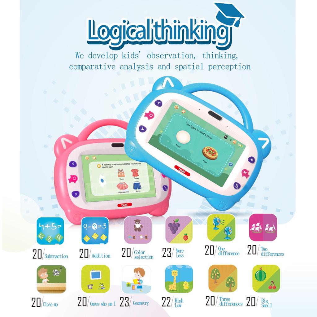 Детские планшеты 7 дюймов, 32 ГБ ПЗУ, Детский развивающий планшет с мультиками и караоке, английский язык