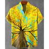 Мужская 3D рубашка из льна с принтом в виде природы, летняя, в стиле хип-хоп, уличная одежда, гавайская рубашка, модная, повседневная, с коротким рукавом, мужская одежда
