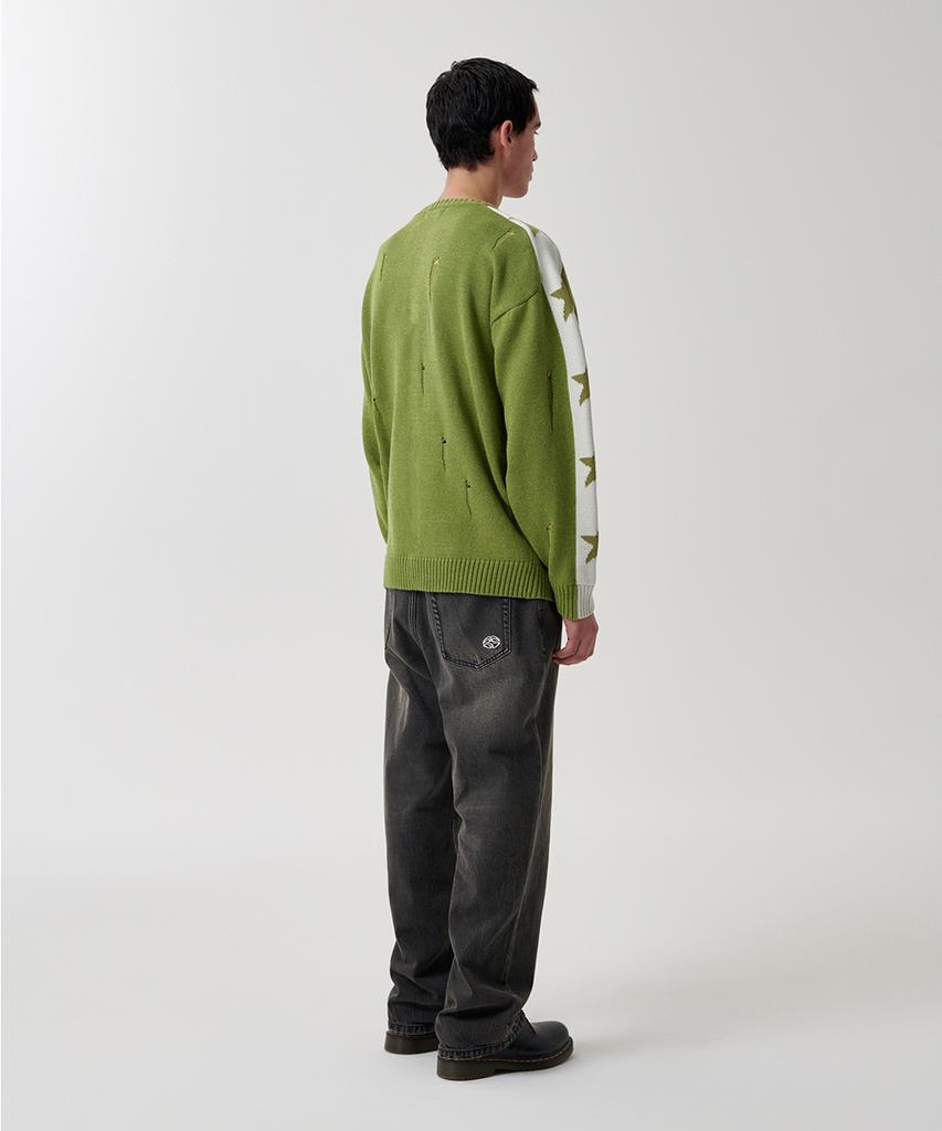 MAHAGRID Star Crash Knit Crewneck Olive(Mg2Fsmk610A)