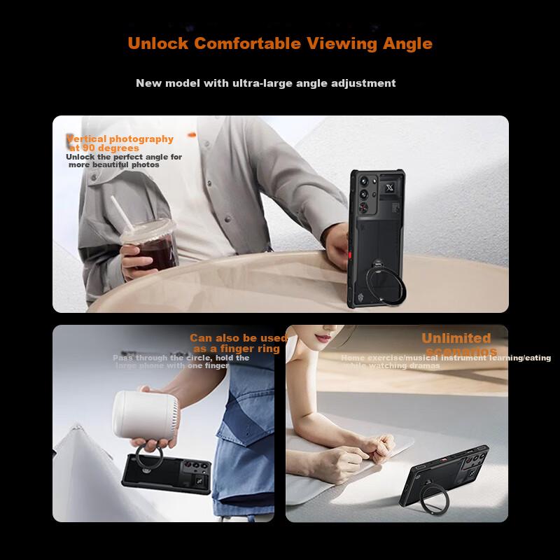 360° Rotating StandPhone Case for Red Magic 10 Pro, Nubia 10 Pro+ Airbag Shockproof Transparent Spro Lens Full Protection Magnetic Case