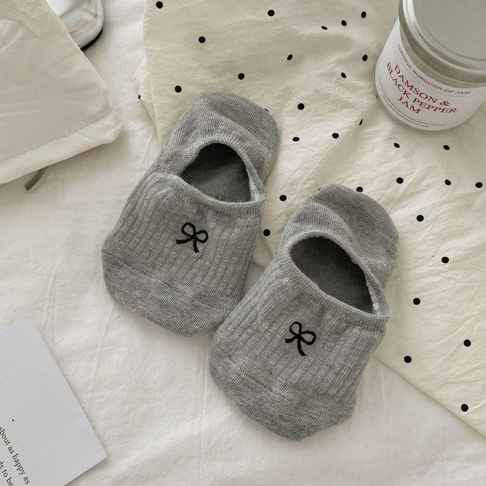 Однотонные носки с бантом, весна-лето, милые чулки, новые невидимые милые носки