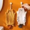 Creative Cartoon Hand Towel Cat Shaped Kawaii Kitchen Cleaning Rag Coral Fleece Hanging Cleaning Hand Cloth Decorative Decor