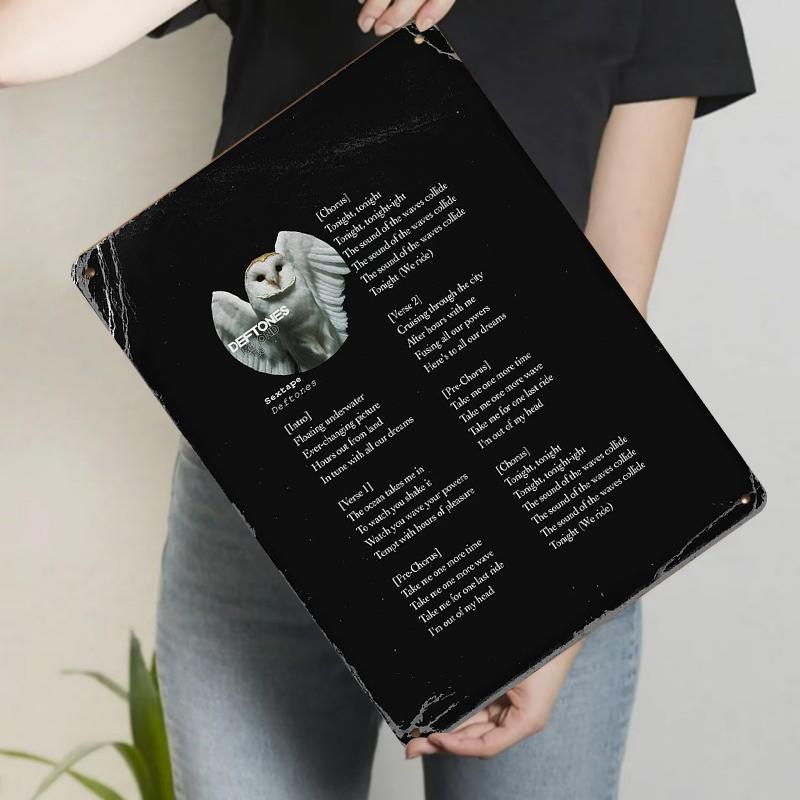 Deftones Sextape Lyrics Metal Tin Sign Music Art Decor for Bedroom Living Room Wall Hanging