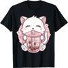 Аниме Кавайи Кот Боба Чай с шариками Кот Чай с шариками Кот Футболка
