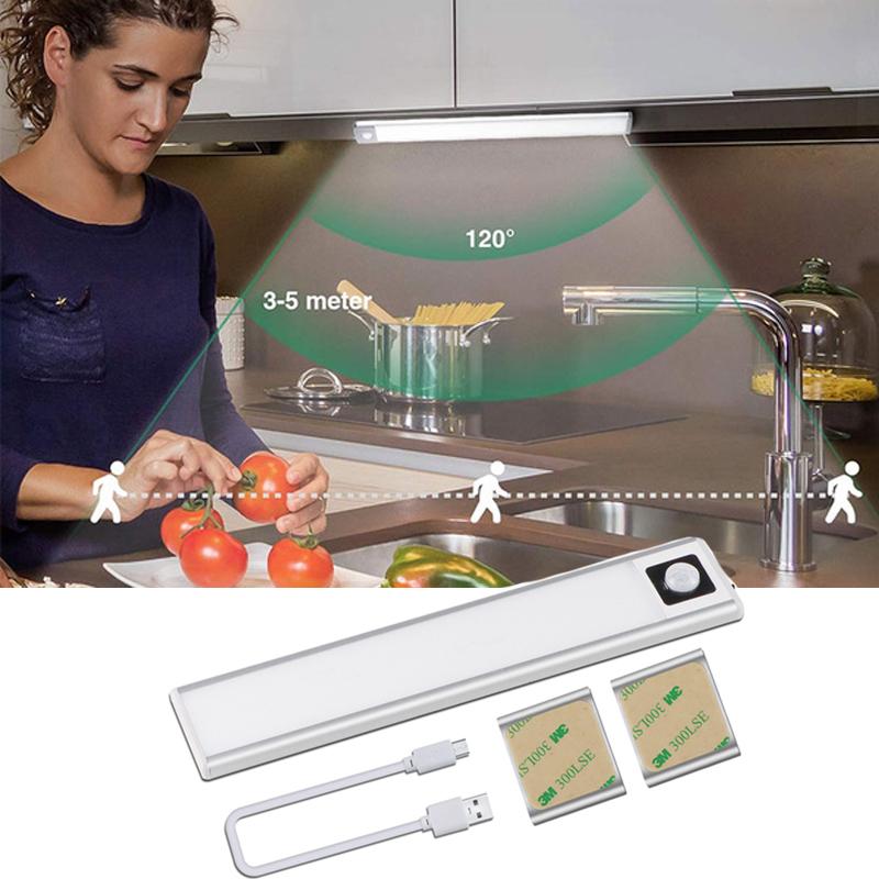 USB Portable Wireless Motion Sensor Light Rigid Strip Night Light Aluminum Profile LED Bar Light Kitchen Closet Stairs Wall Lamp