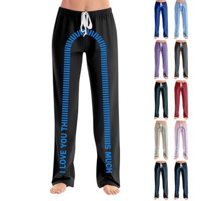 Женские пижамные штаны, одежда для сна, повседневные брюки с эластичной резинкой на талии, удобные прямые свободные брюки для йоги