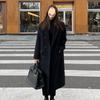 Длинные шерстяные пальто для женщин в уличном стиле, черный блейзер, стеганые шерстяные куртки, зимнее элегантное пальто, верхняя одежда