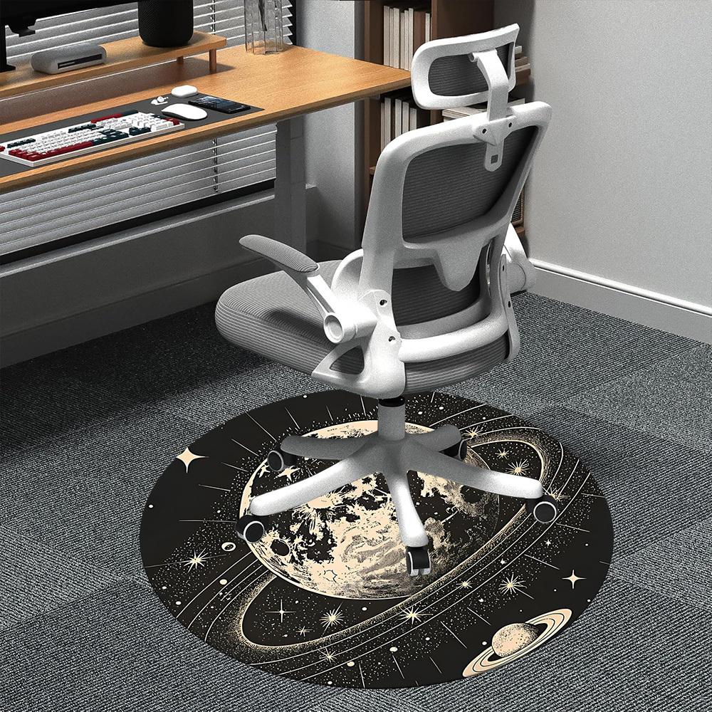 1pc Moon Saturn Office Round Area Rug, Indoor Mat Suitable ForOffice, Under Office Chairs Bedroom Living Room Home Decor, Room Deco n66