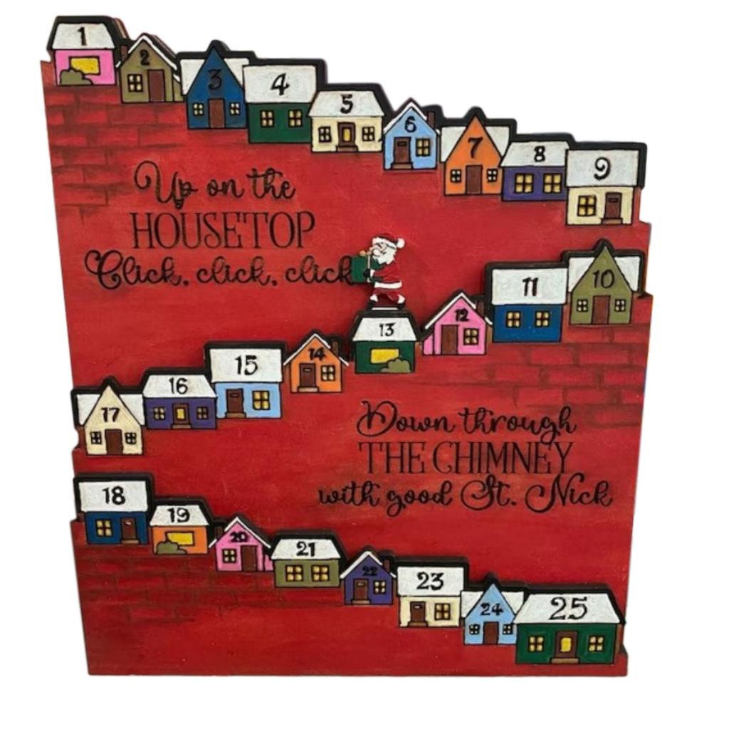 Santa Castle Countdown Advent Calendar Christmas Ornament Wooden Craft Gift
