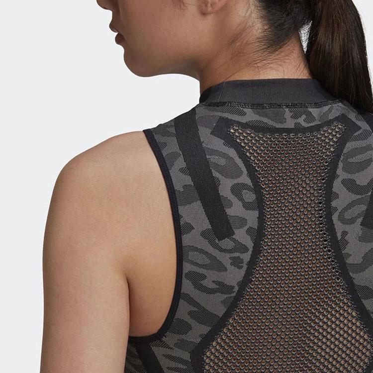 Adidas X Stella McCartney Collaboration Леопардовый принт без рукавов тренировочный дышащий топ женские топы черный FR9007