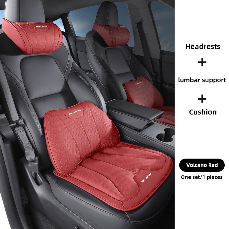 TWEK4 Car Headrest PU Leather Protection Lumbar Cushion Seat Interior Kit Accessories Car Hub Cap For Mercedes Benz AMG W214 W205 W204