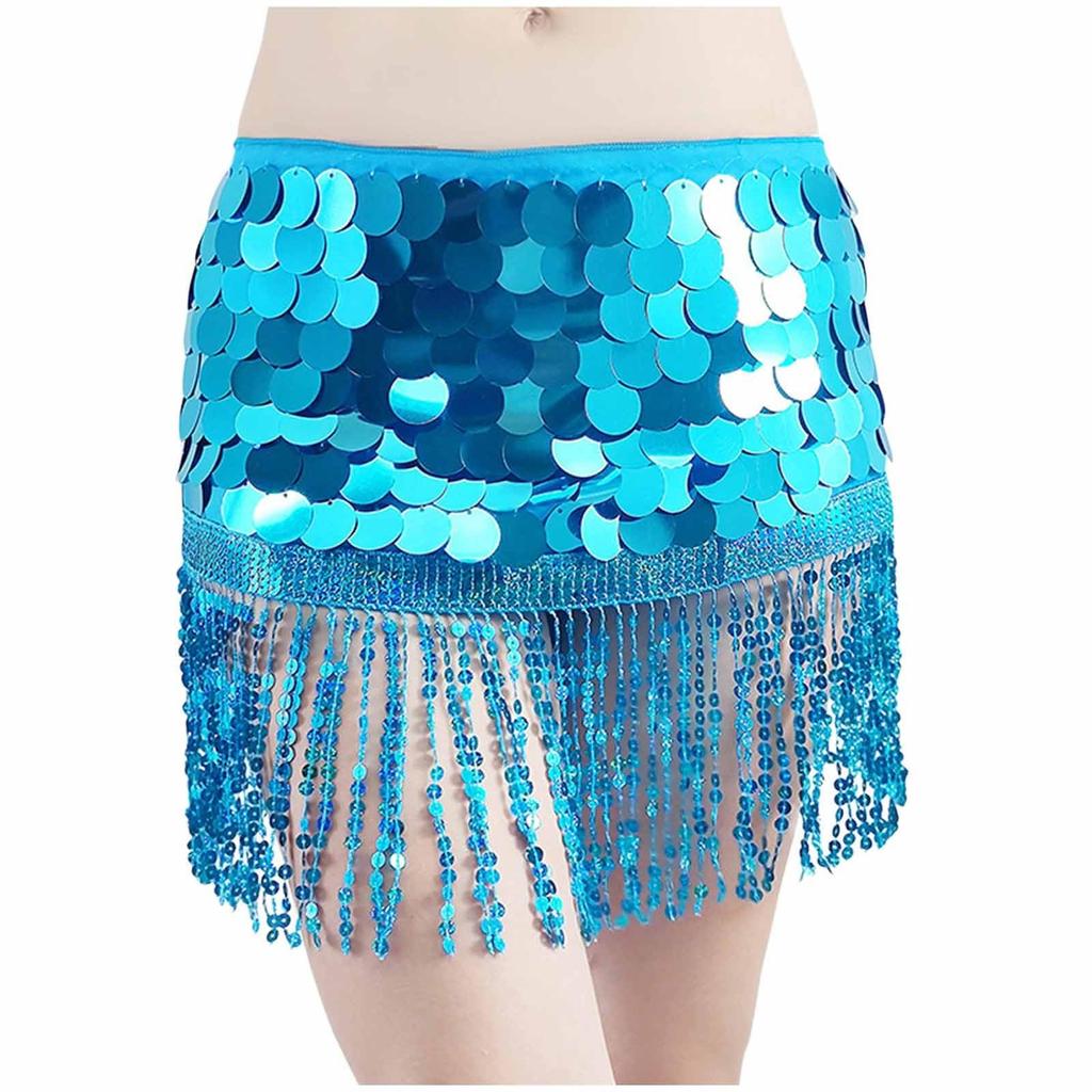Women's High Waisted Sexy Sequined Half Skirt Waist Accessories Sequined Belly Dance Waist Scarf