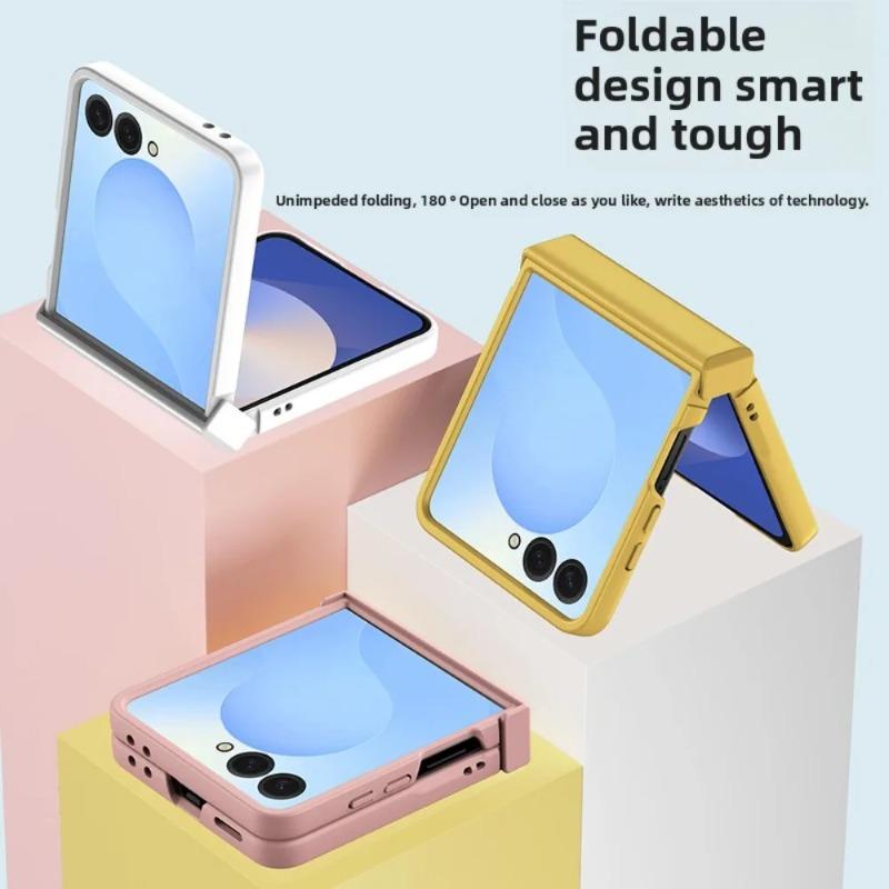 Модный Чехол Candy Color с Матовым Покрытием и Защитой Шарнира для Samsung Galaxy Z Flip 8 7 6 5 4 3, Пленка из Закаленного Стекла, Противоударная Крышка