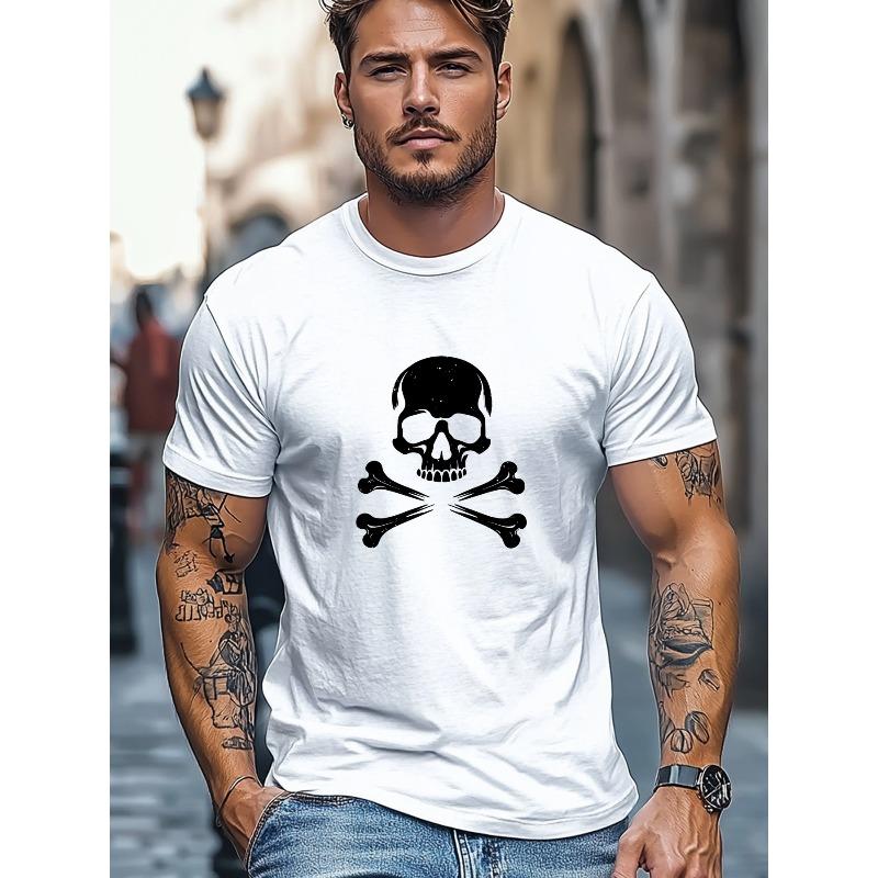 unisex'S Summer Casual Short-Sleeve T-Shirt Featuring a Skull And Crossbones Design