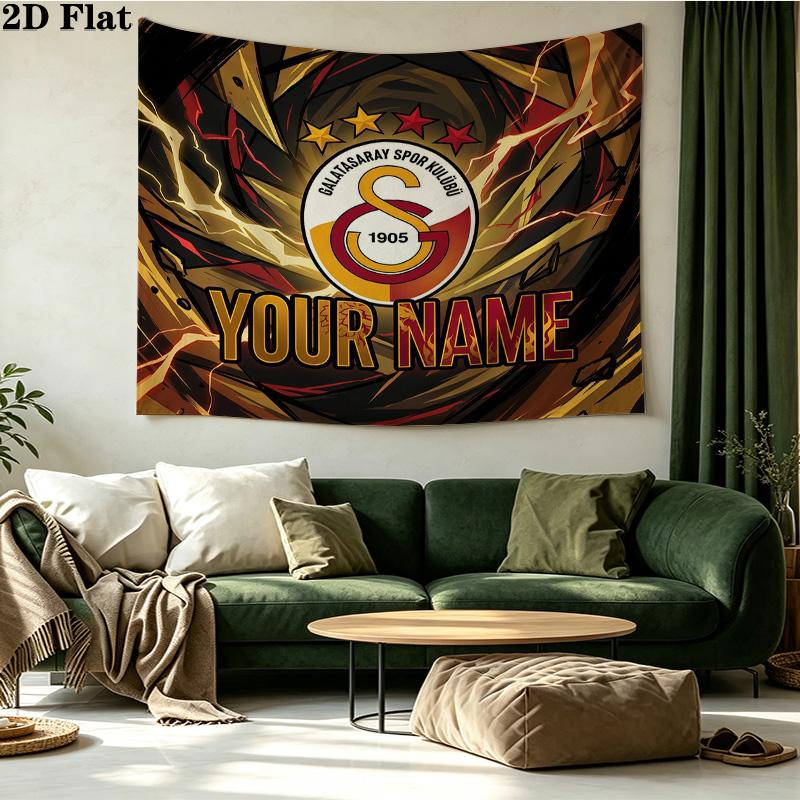 Custom Name Galatasaray S.K Printed Tapestry – Wall Hanging for Bedrooms, Dorms, and Home Decor