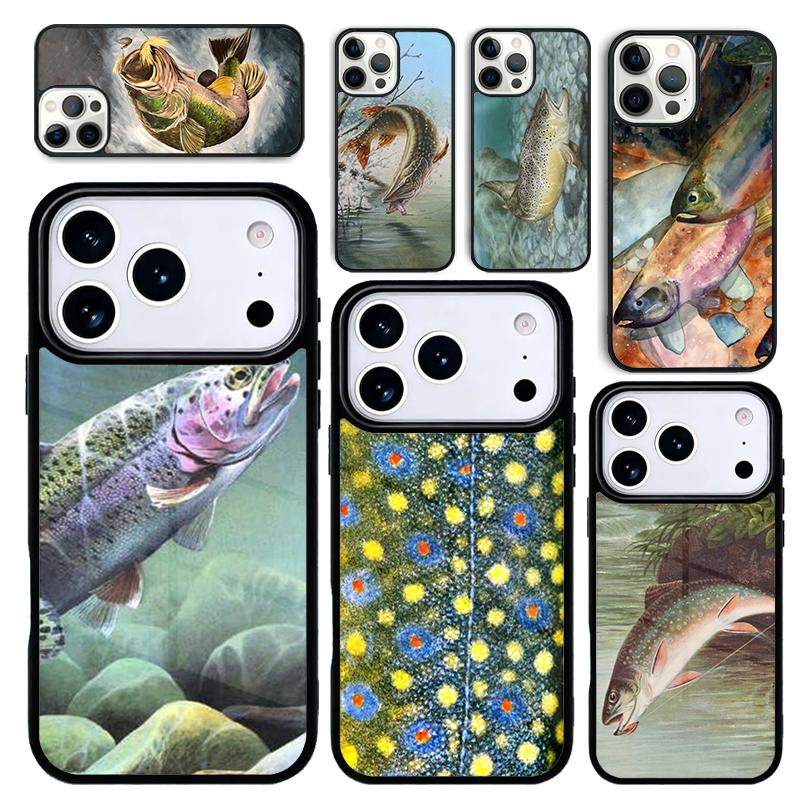 Чехол Case для iPhone 17 Air 16 Pro Max 15 Plus 11 13 Mini 14 12 Задняя крышка телефона Рыбалка на форель Рыба мягкий