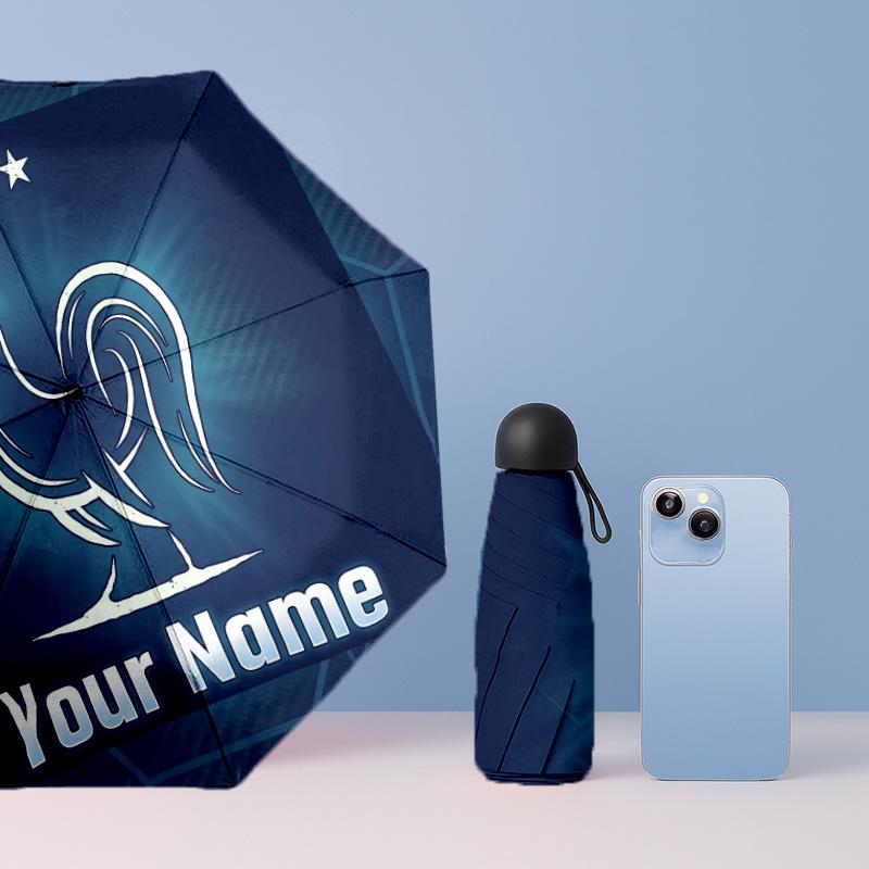 France national football team Manual Five Fold 8 Rib Umbrella Support Custom Text, Lightweight Travel Umbrella