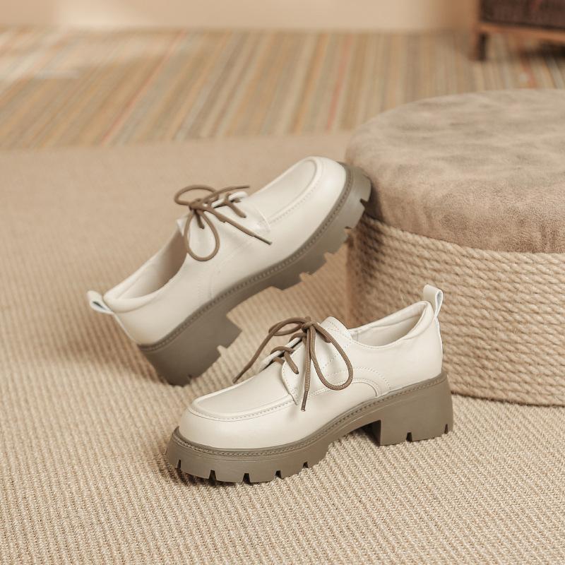 Women's Chunky Platform Loafers Shoes Casual Comfort Lace-Up Lug Sole Round Toe Pumps Non-Slip Walking Shoes Party Office Work Dressy Shoes for Women