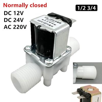 1 шт. Нормально закрытый электромагнитный клапан с наружной резьбой DC12V 24V AC220V Клапан управления водой 1/2" 3/4" Пластик