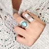 Huajie 925 Silver Bohemian Emerald Ring - European & American Style Jewelry