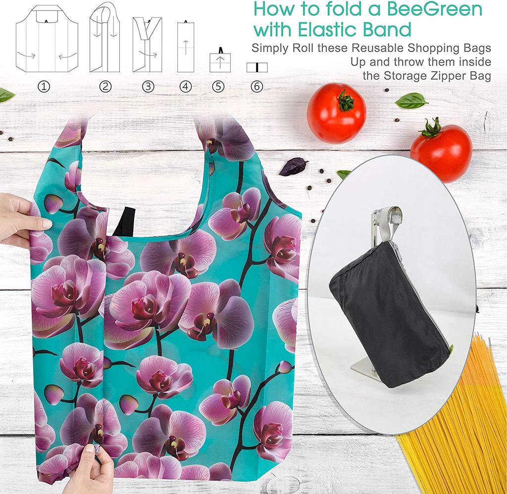 Многоразовые сумки для покупок, складные сумки для продуктов с сумкой на молнии