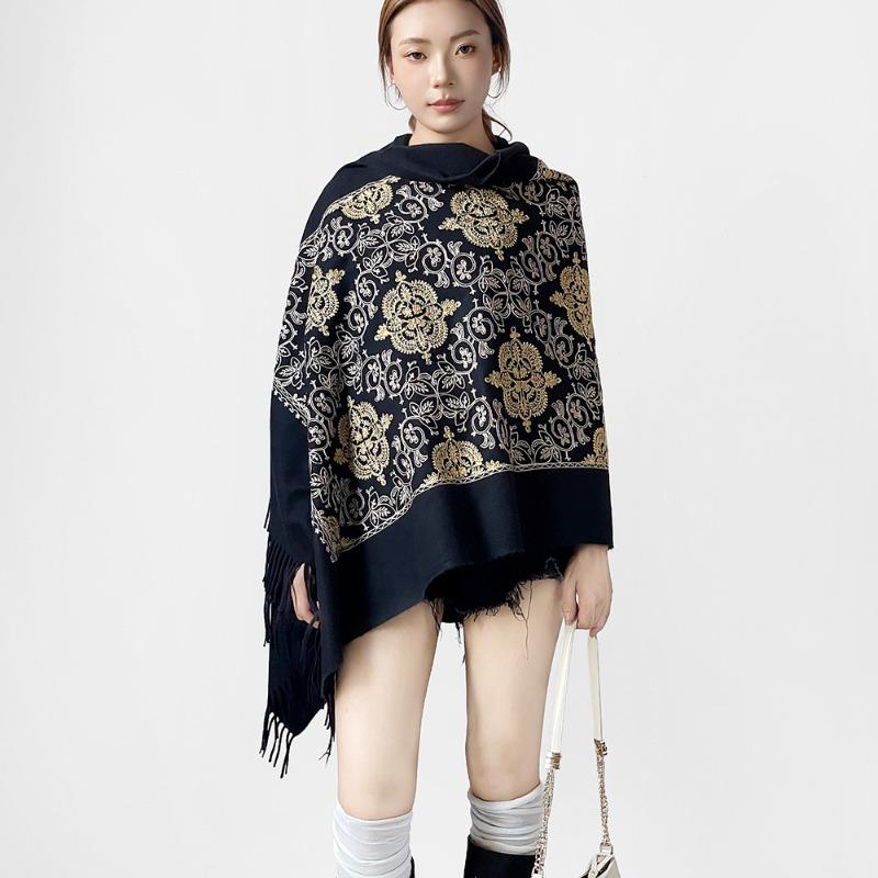Autumn and Winter Long Imitation Cashmere Fringed Embroidered Scarf Air Conditioner Shawl Cashew Embroidered Shawl Summer Scarf Women