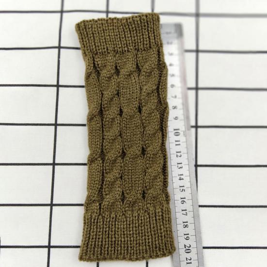 1 Pair Women Winter Gloves Crochet Knitting Mittens Warm Half Fingers Solid Color Elastic Anti-slip Gloves Twist Pattern Women