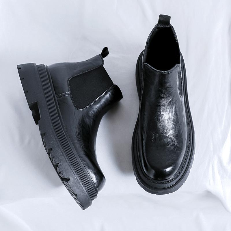 Мужские ботинки Chelsea 2024 года, высококачественные мужские ботинки Slip On, зимние, с круглым носком, на короткой платформе, водонепроницаемые, модные ботинки