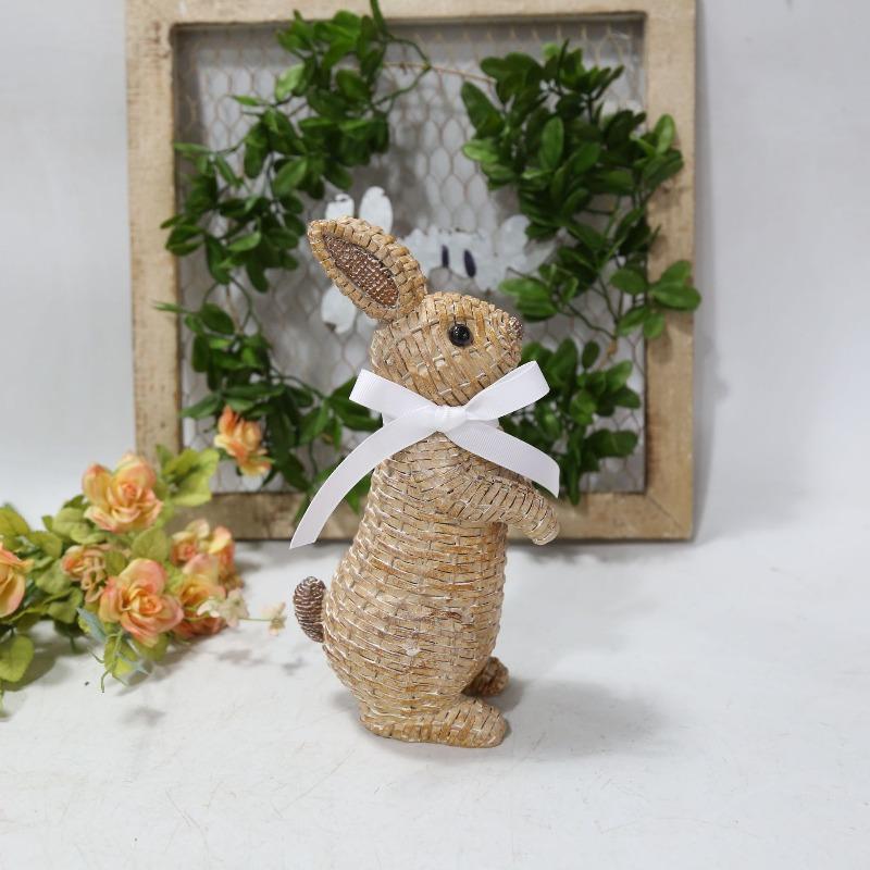 Bow Tie Easter Home Rabbit Ornament European Courtyard Resin Decorative Ornament Garden Rabbit Holiday Decoration
