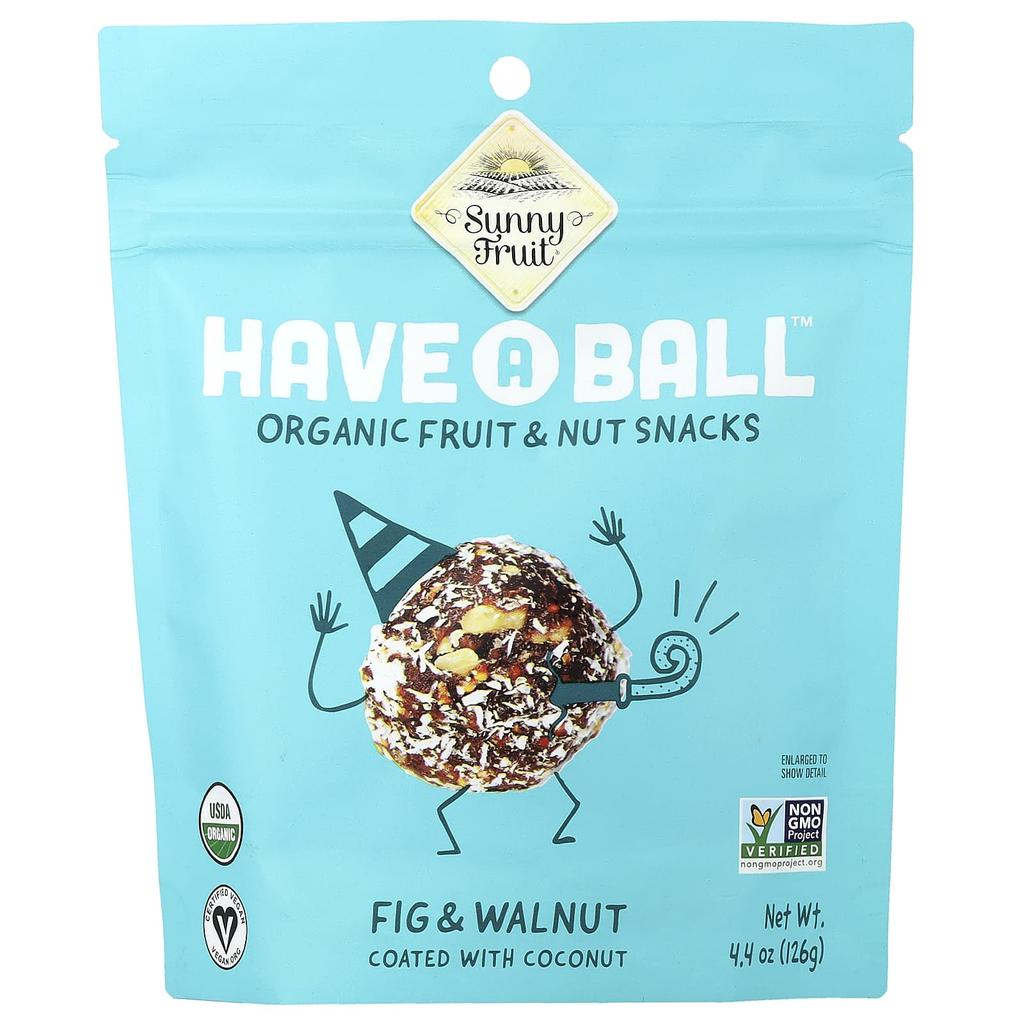 Sunny Fruit, Have A Ball™, Organic Fruit and Nut Snack, Figs and Walnuts, 4.4 oz (126 g)