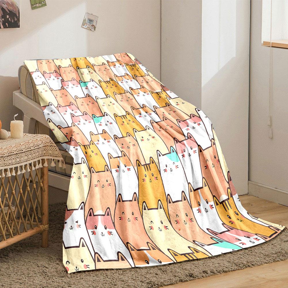 Cute Cartoon Cat Pattern Blanket Design print blanket soft and cozy perfect for the living room bed sofa or a nap,gift