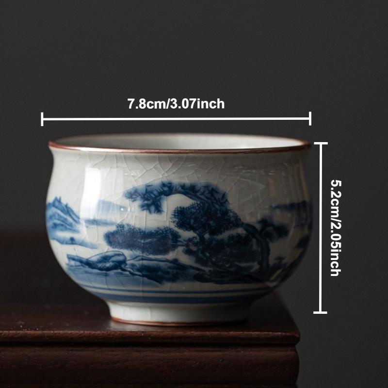 Antique Blue and White Porcelain Teacup Ceramic Master Cup Tea Bowl Mugs Chinese Kung Fu Gongfu Teaware Set Household Drinkware