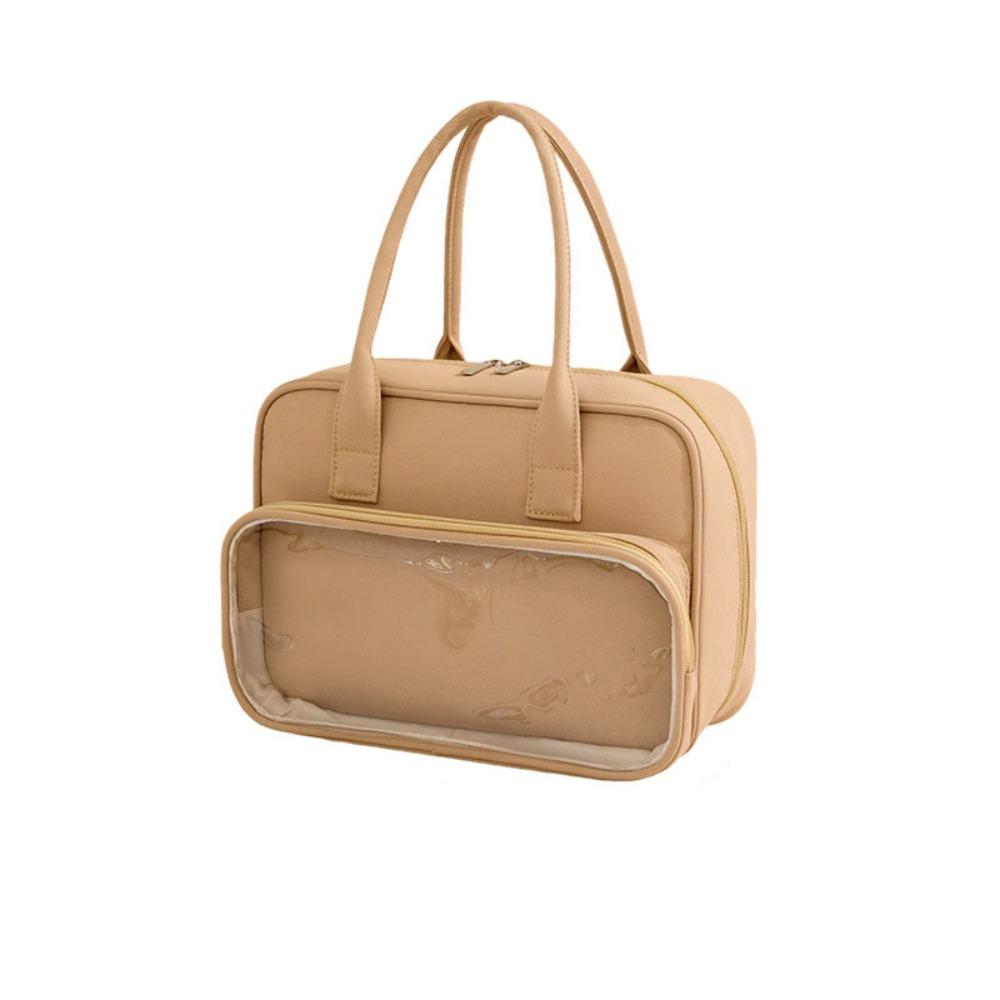 Solid Color Handheld Cosmetic Case Large Capacity Toiletry Bag Simple Makeup Bag Ladies