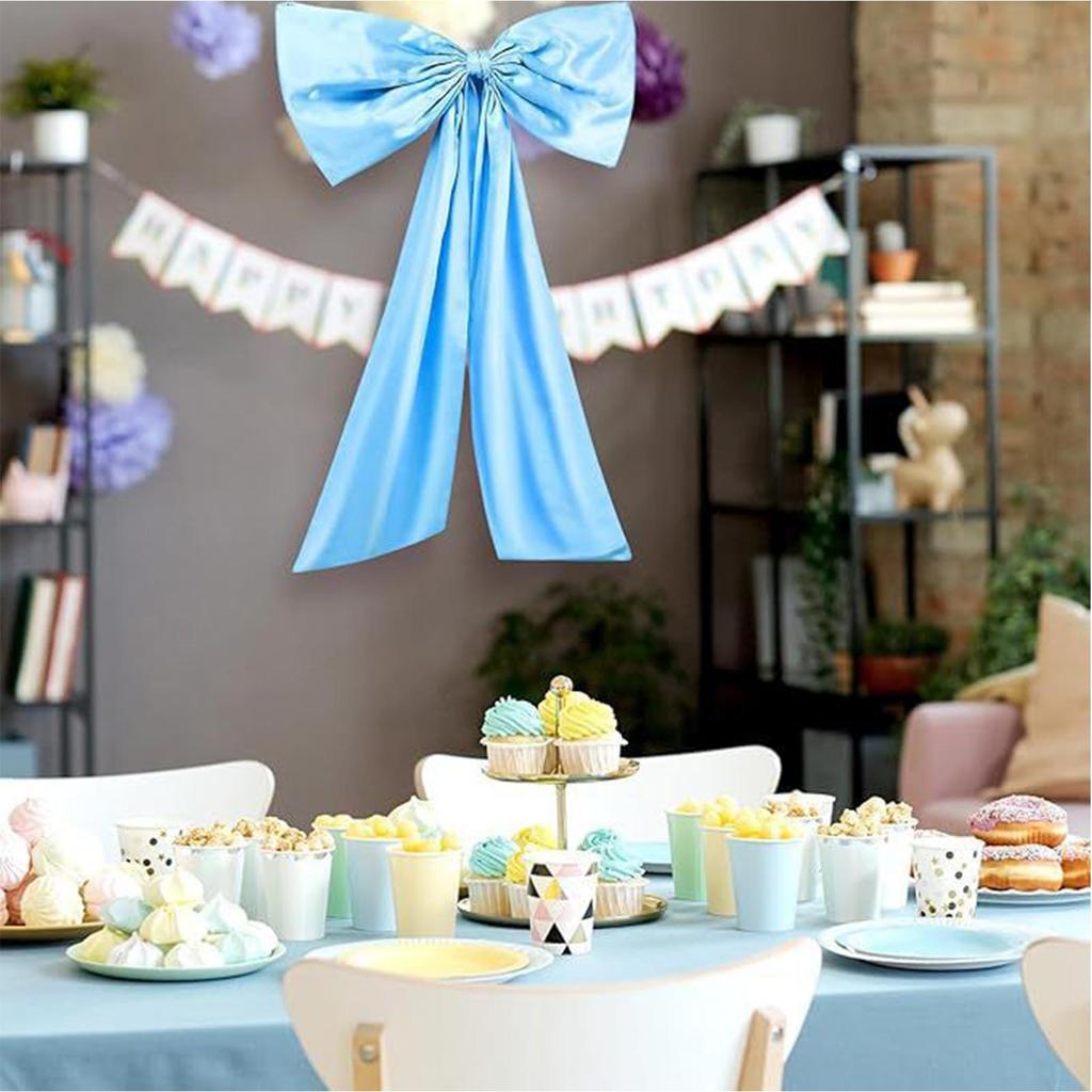 Большой бант с длинными лентами, гигантский бант для украшения рождественской елки, двери, окна, стены, для вечеринки по случаю дня рождения, свадьбы, фон