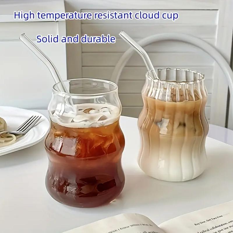 1 шт., стеклянная чашка для чая с молоком, Ins Style, чашка в форме облака, пухлая спиральная чашка, нестандартная форма, стеклянная чашка для кофе, чашка для холодных напитков из боросиликатного стекла