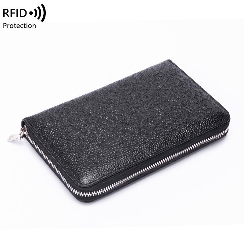 Натуральная кожа RFID Аккордеон Кошелек для паспорта и телефона | Многофункциональный держатель для документов на молнии