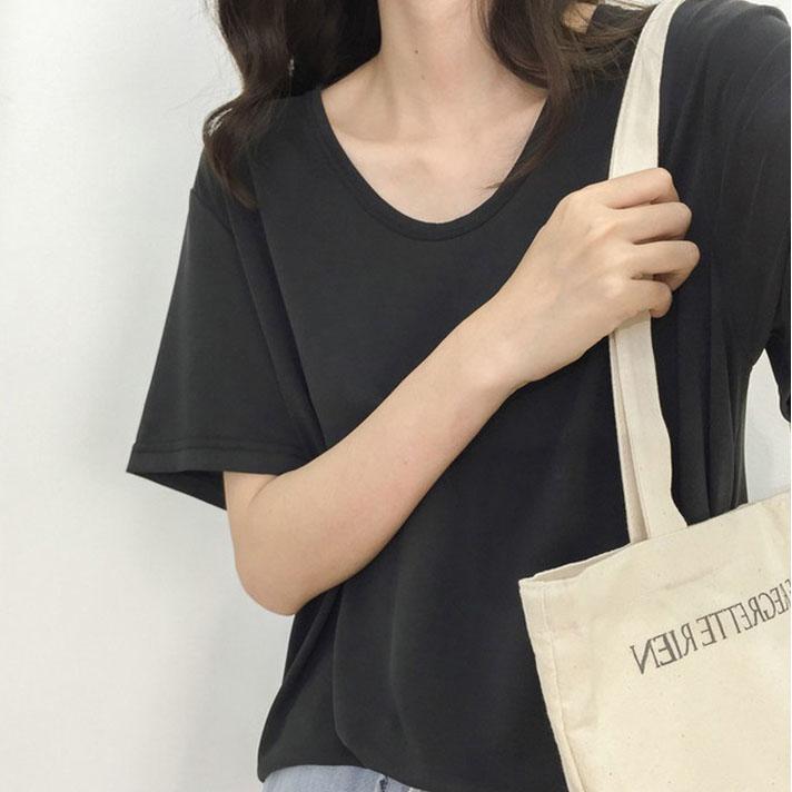 Летняя свободная женская футболка с короткими рукавами и V-образным вырезом