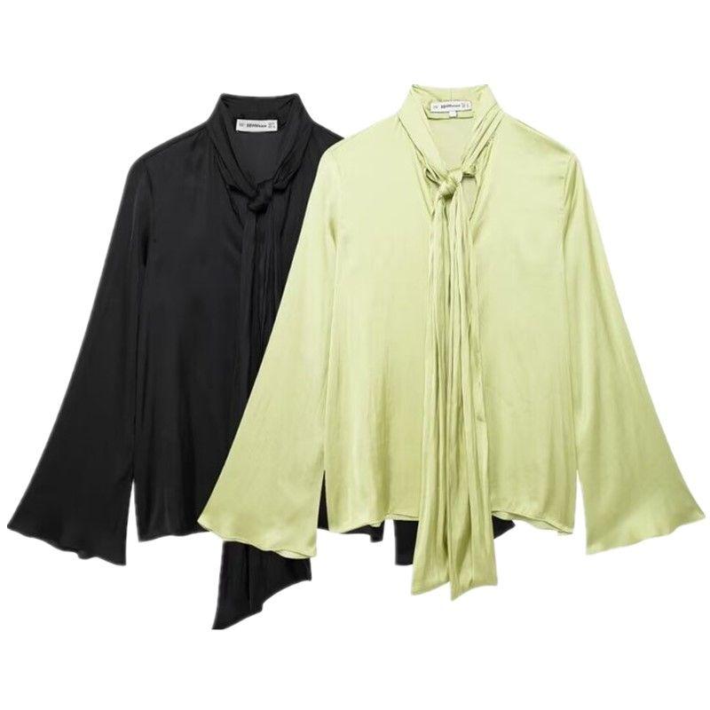 Fashion Style 2024 Fall and Winter New Women's Clothing Stylish Bowknot Decoration Round Neck Long Sleeves Shirt 8876019